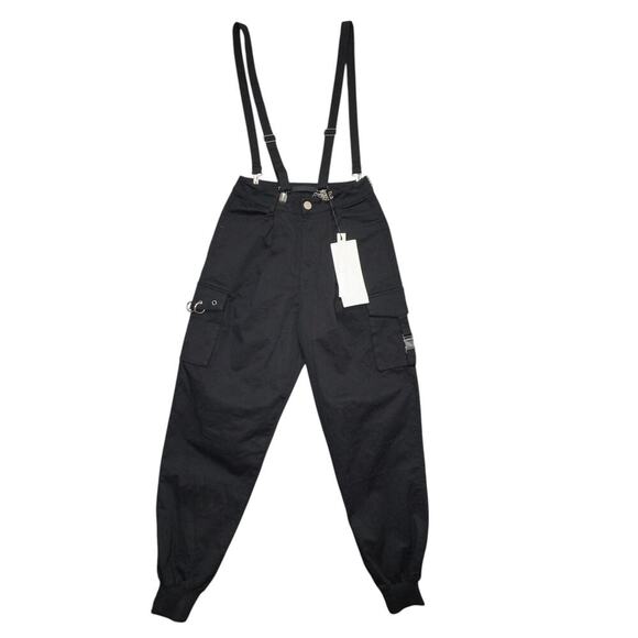 Punk Rave Black Suspender Cargo Pants – Size S - Picture 1 of 9